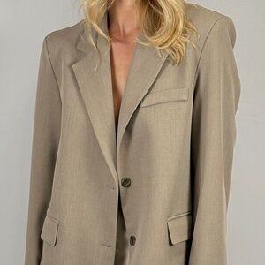 Linen blend Beige women's blazer suit jacket women suit